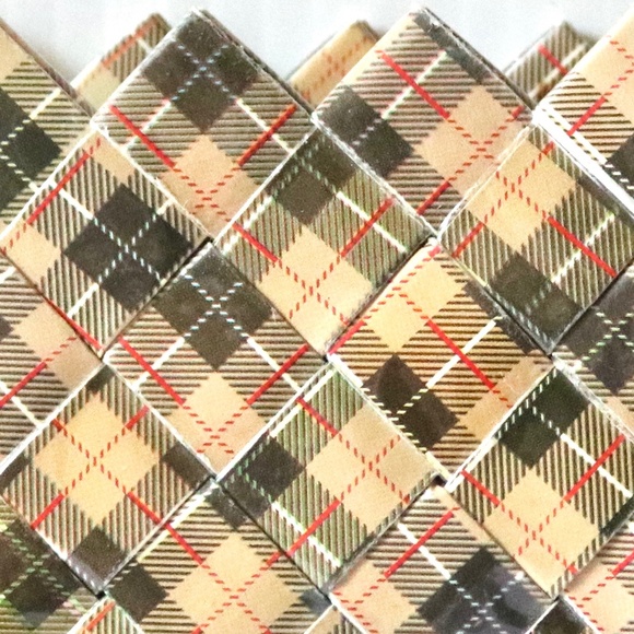 Nahui Ollin Small Plaid Clutch Bag Purse Beige Black Red Recycled Candy Wrapper - Picture 2 of 7